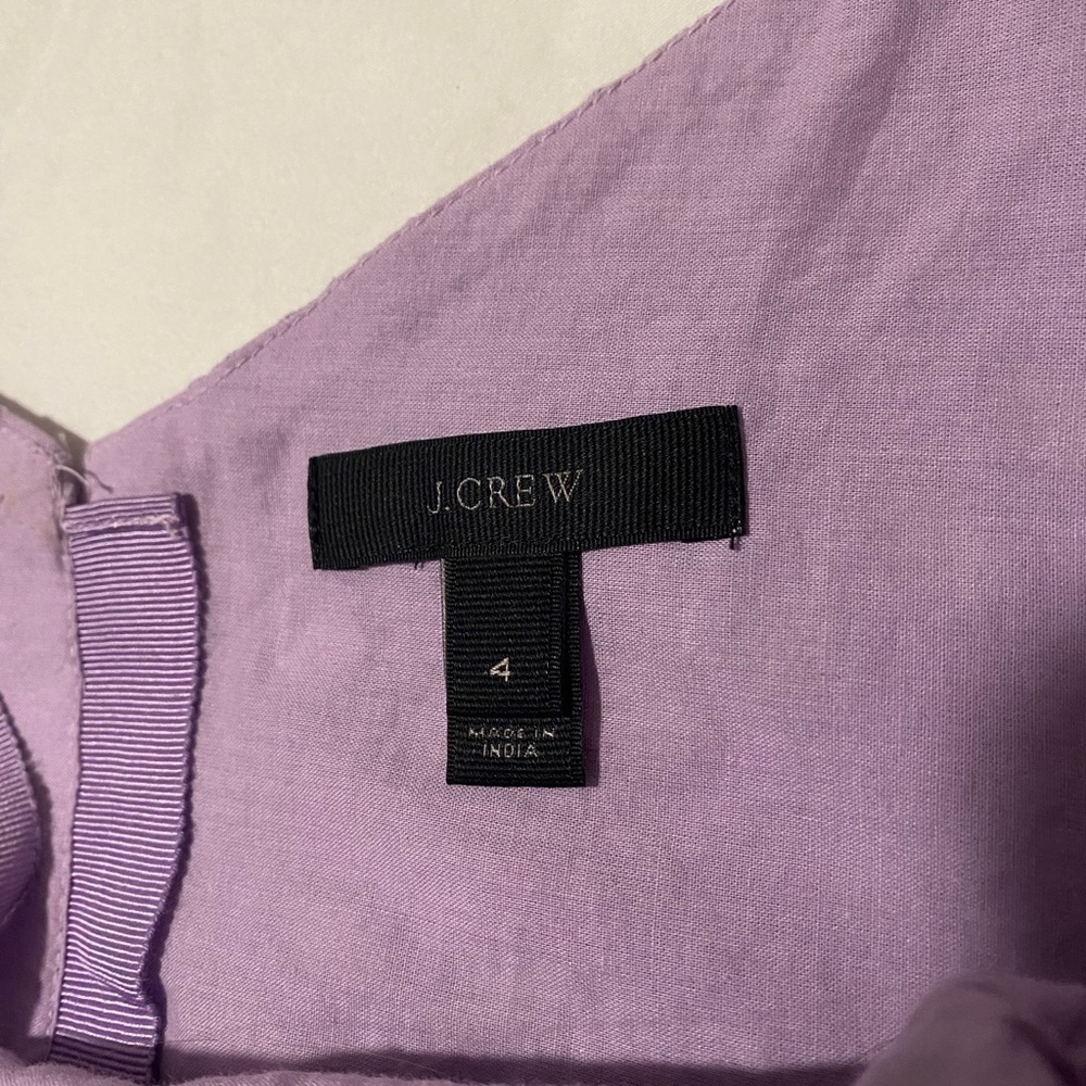 J.Crew Lace Tie Strap Tank 100% Cotton - Lavender - Size 4 - Picture 5 of 5